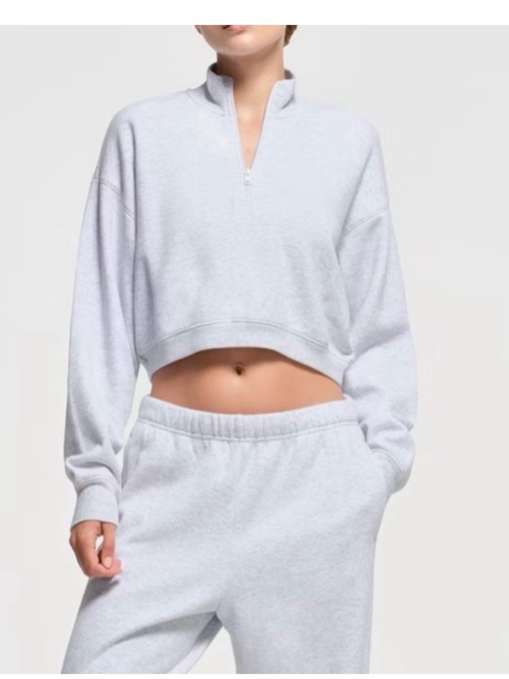 Skims cotton fleece 1/4 zip cropped sweatshirt